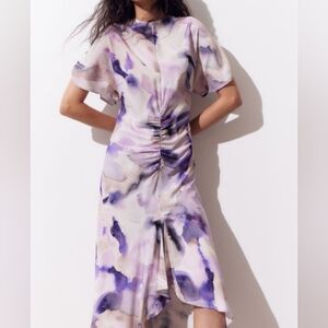 H&M Purple and Cream Midi Dress